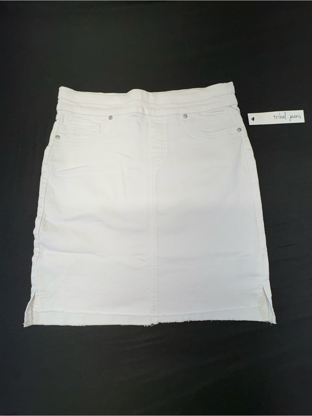 NWT Tribal Comfort Stretch Pull-On Denim Jean Skirt - White Size 8